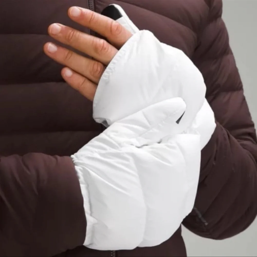 Lululemon Wunder Puff Down Mittens White Unisex Large XL NWT